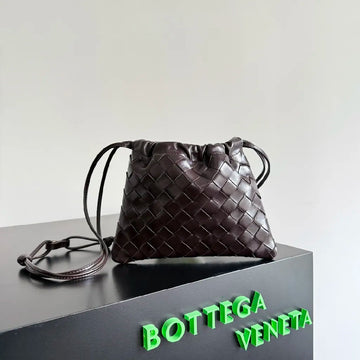 Bv Small Dustbag 21CM Deep Brown Intrecciato Calfskin Leather