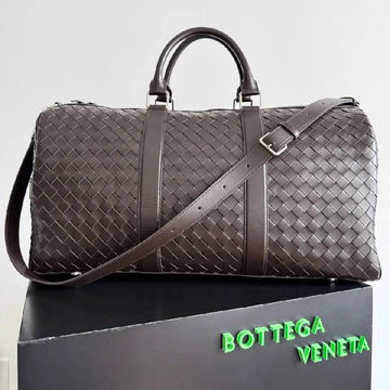 Bv 25S Bottega Veneta Duffel Bag Deep Brown Intrecciato Leather