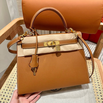 HM Kelly 28 Bag Brown Epsom Leather Ghw