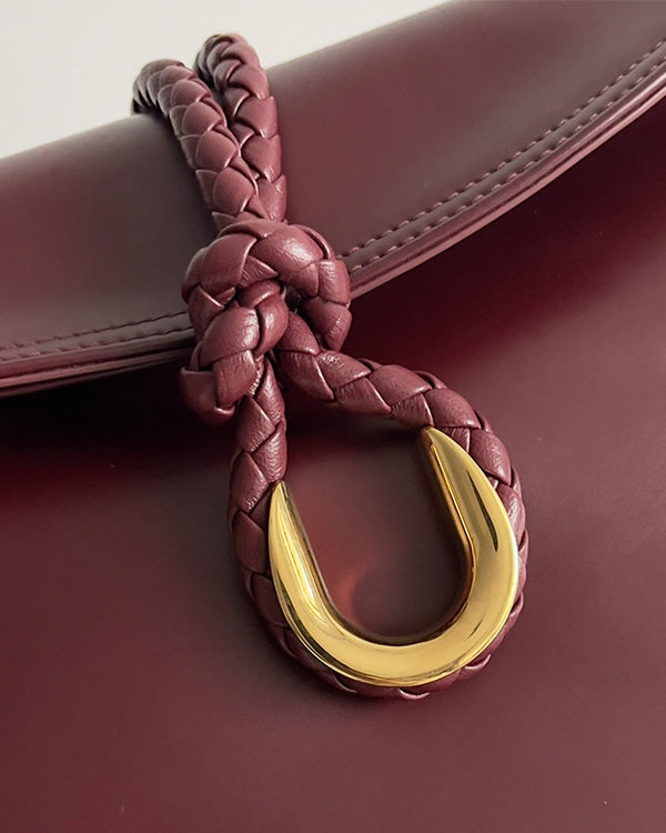 Bv Liberta Crossbody Bag Buckle 30CM Barolo Red Cowhide