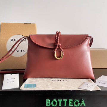 Bv Liberta Crossbody Bag Buckle 30CM Brick-Red Cowhide