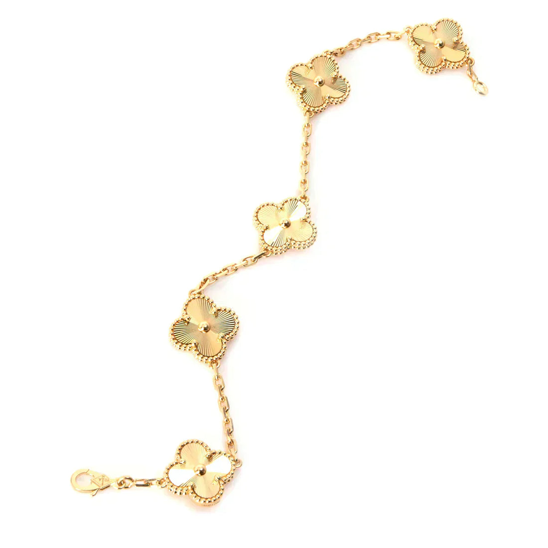Clover 5 Motif Pink Gold Bracelet