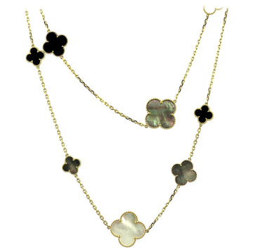 Clover Onyx Mop 16 Motif Gold 130CM Necklace