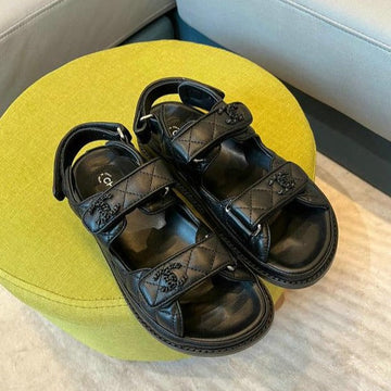CC Dad Sandals All Black Calfskin