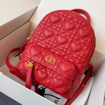 Small Backpack Red Cannage Lambskin