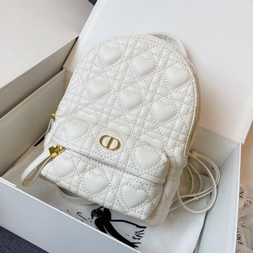 Small Backpack White Cannage Lambskin