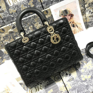 Large Lady Bag 32CM Black Cannage Lambskin