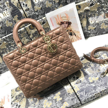 Large Lady Bag 32CM Beige Cannage Lambskin