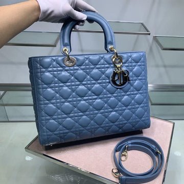 Large Lady Bag 32CM Blue Cannage Lambskin