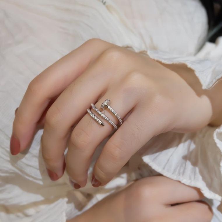 Juste Ring 1.8mm Silver Double Row Diamonds