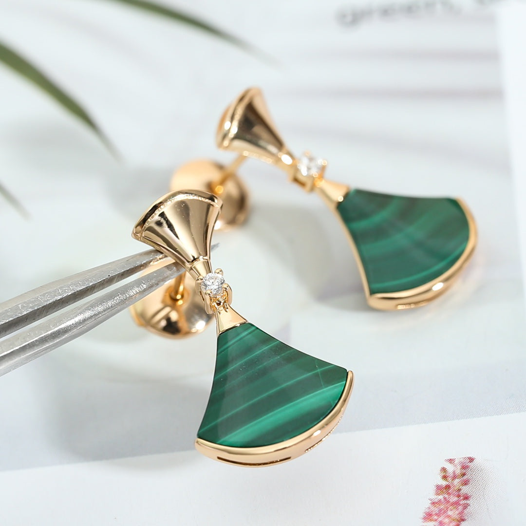 Dream Malachite Pink Gold Earrings