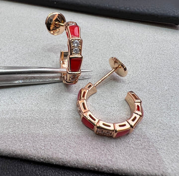 Serpenti Carnelian Pink Gold Earrings