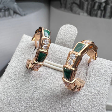 Serpenti Malachite Pink Gold Earrings