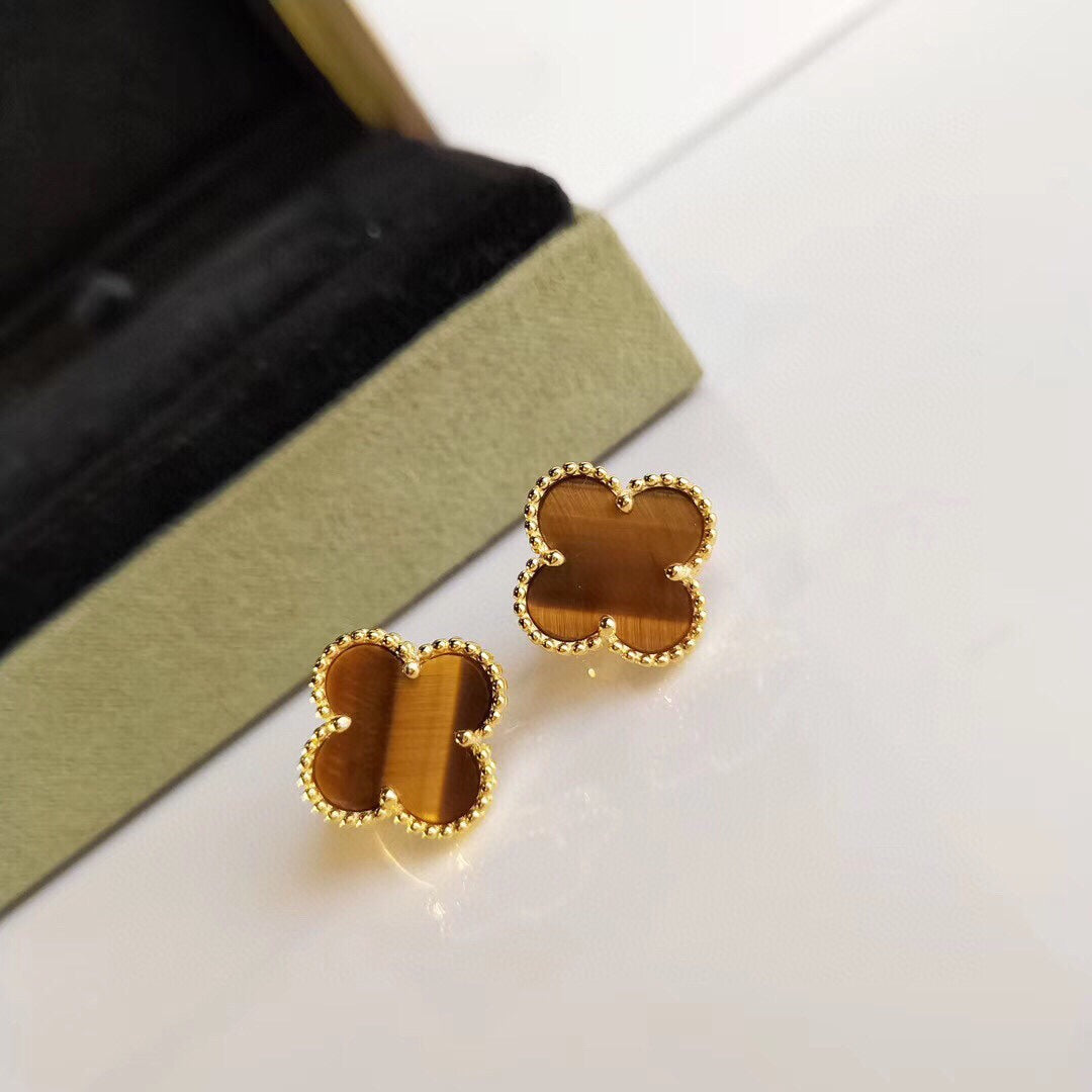 Clover Tiger Eye Earrings