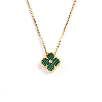 Clover Clover Pedant Malachite Gold Necklace
