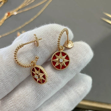 Lucky Star Pink Gold Carnelian Earrings