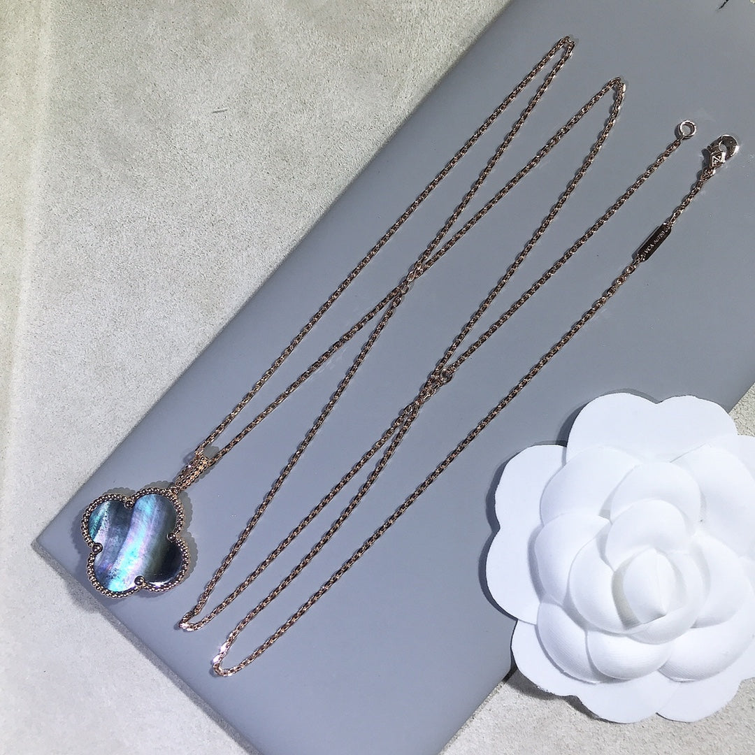 Clover Gold Dark Mop Big Clover Necklace