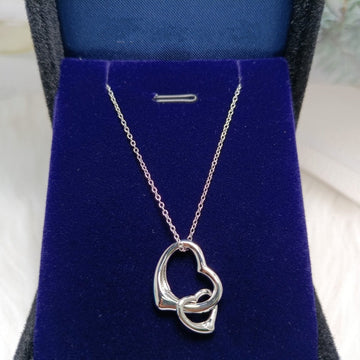 Double Heart Silver Necklace