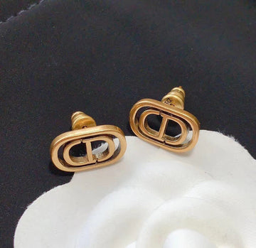 CD Stud Earrings Antique Gold