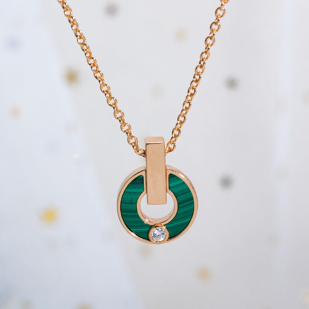 Gari Necklace Pink Gold Malachite