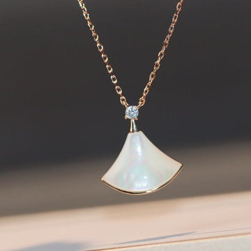 Dream Necklace White Mop Pink Gold 1 Diamond