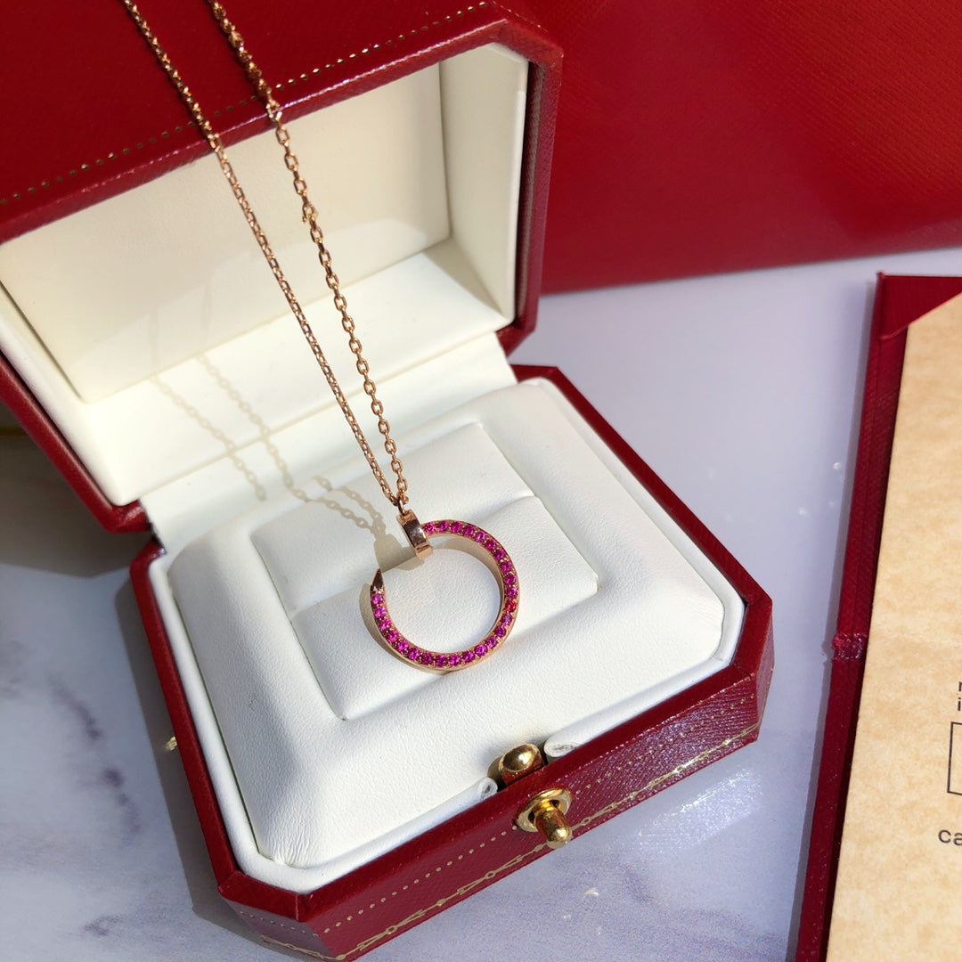 Juste Necklace Gold Red Diamonds
