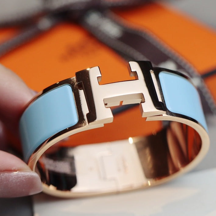 H Bracelet 18MM Pink Gold Cloud Blue
