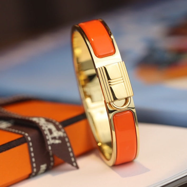 H Lock Orange Gold Bracelet 12MM