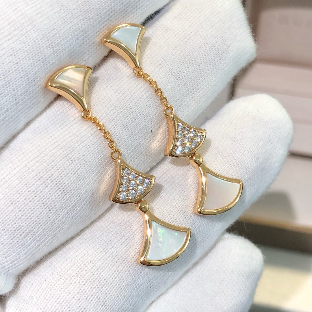 Dream Earrings 3 Motifs Diamond Mop Pink Gold