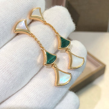 Dream Earrings 3 Motifs Malachite Mop Pink Gold