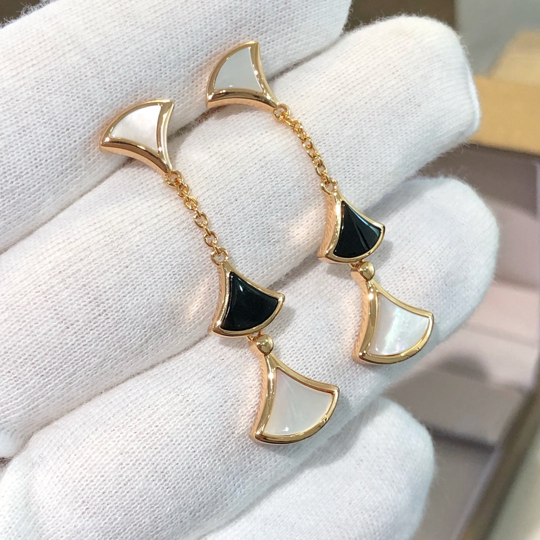 Dream Earrings 3 Motifs Onyx Mop Pink Gold