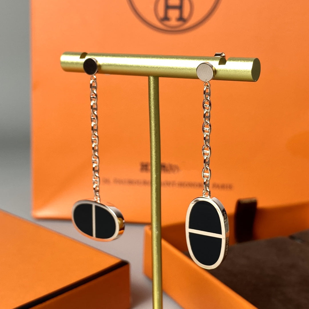 Chaine Verso Black Ceramic Earrings