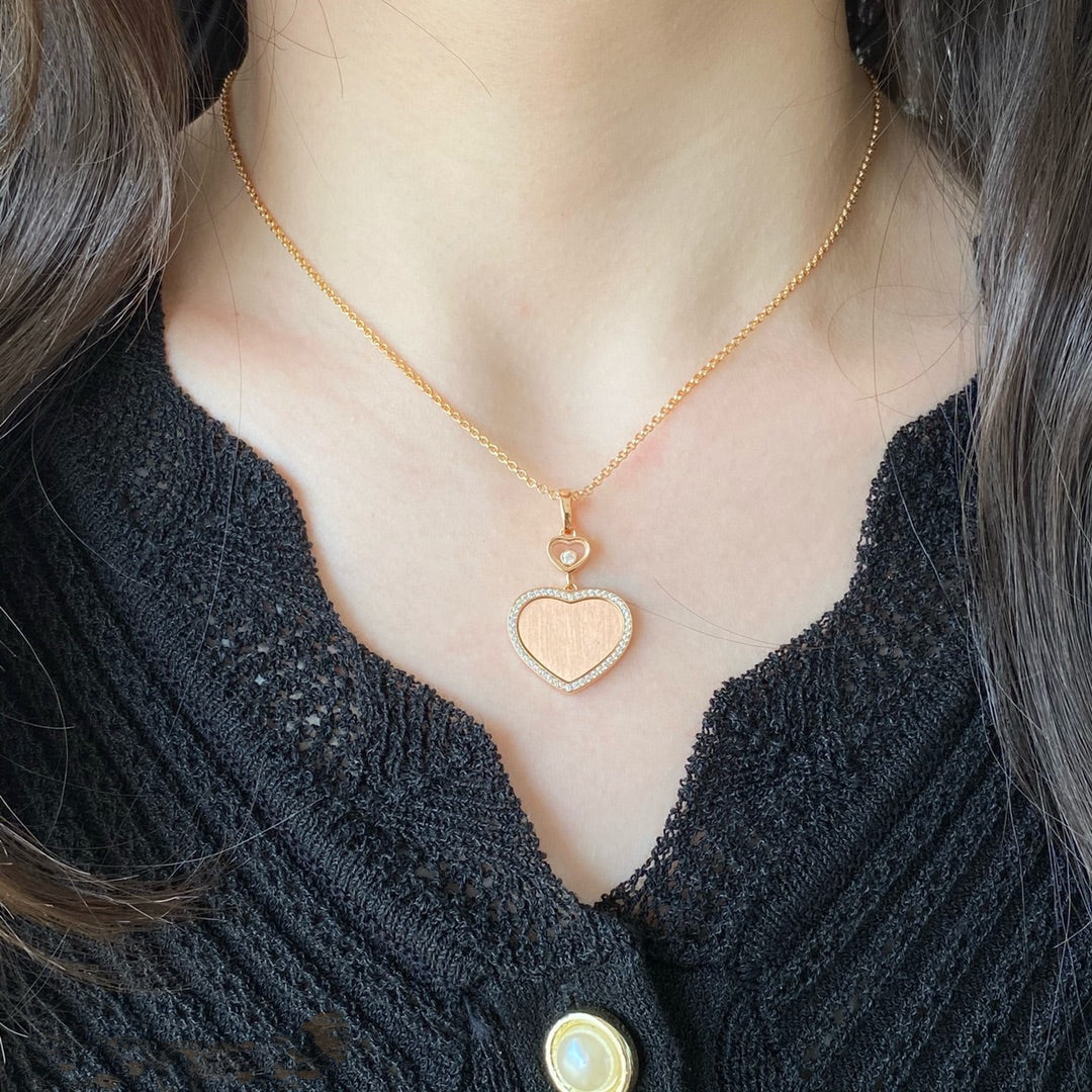 Happy Heart Gold Diamond Necklace