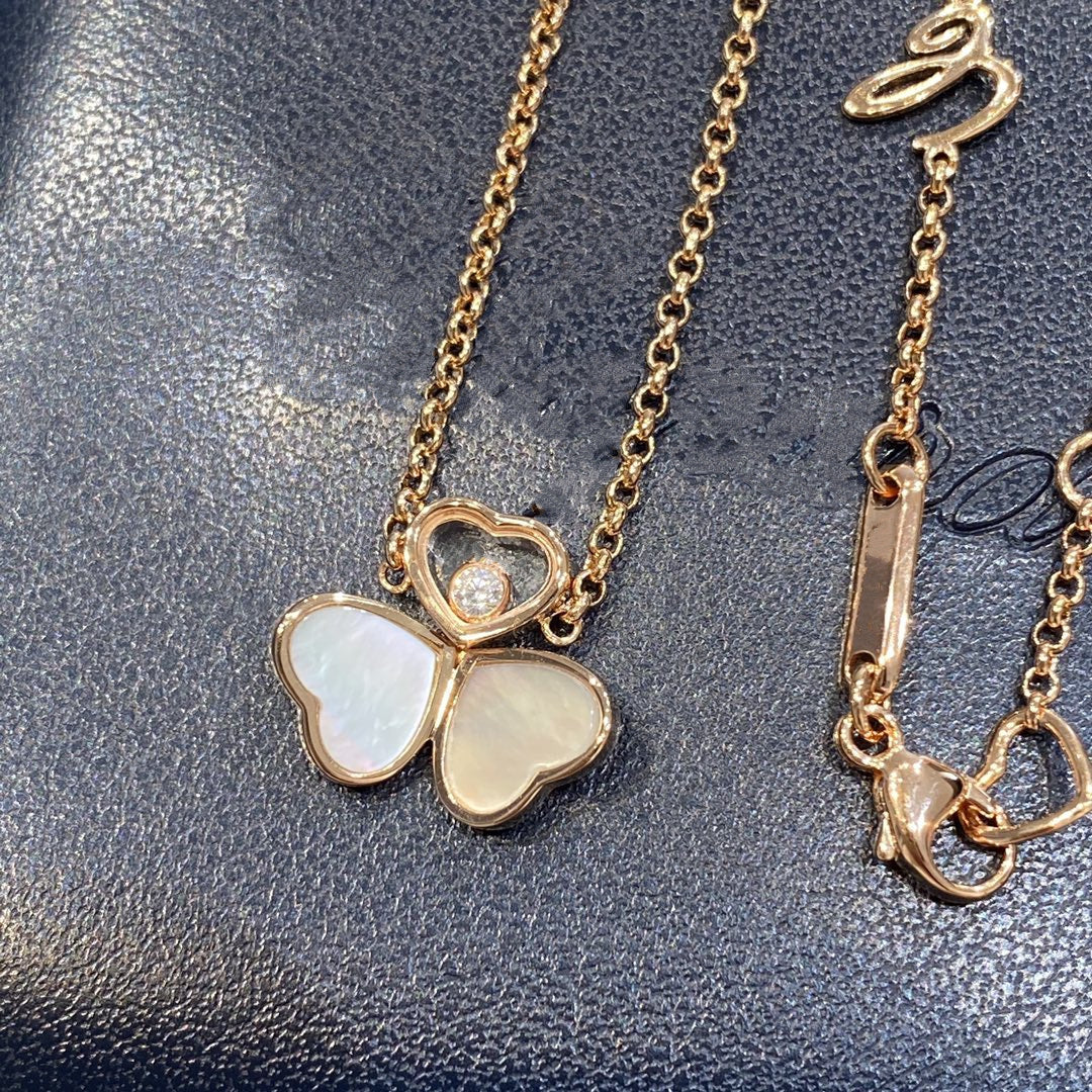 Happy Heart Wing Mop Pink Gold Pedant Necklace