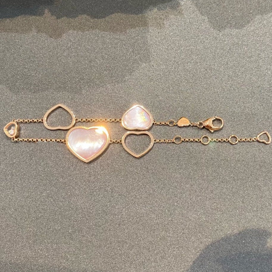 Happy Heart Pink Mop Pink Gold Bracelet
