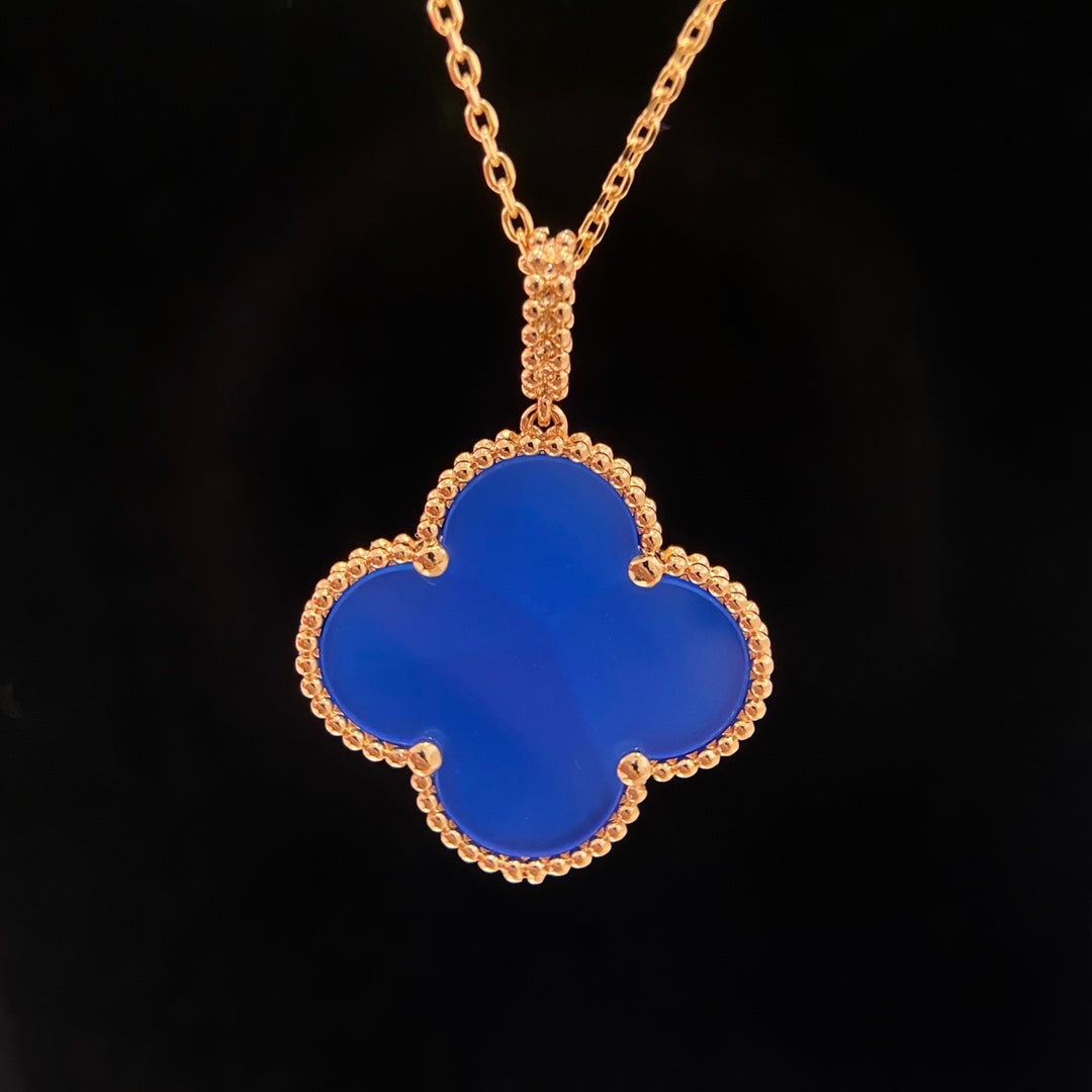 Clover Necklace Turquoise Pink Gold