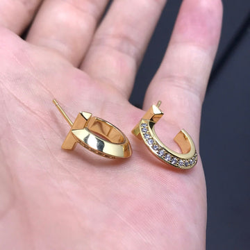 T Hoop Diamond Earrings