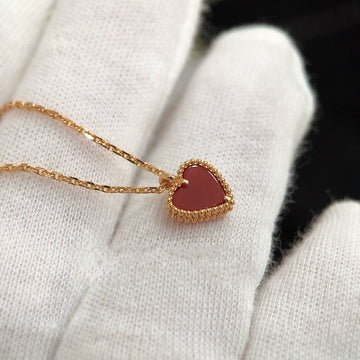 Heart Carnelian Pink Gold Necklace