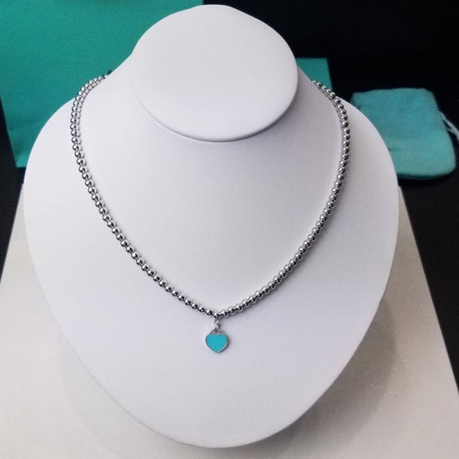 Heart Pedant Silver Ball Chain Necklace