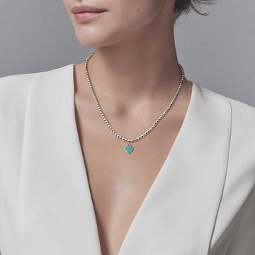 Heart Pedant Silver Ball Chain Necklace