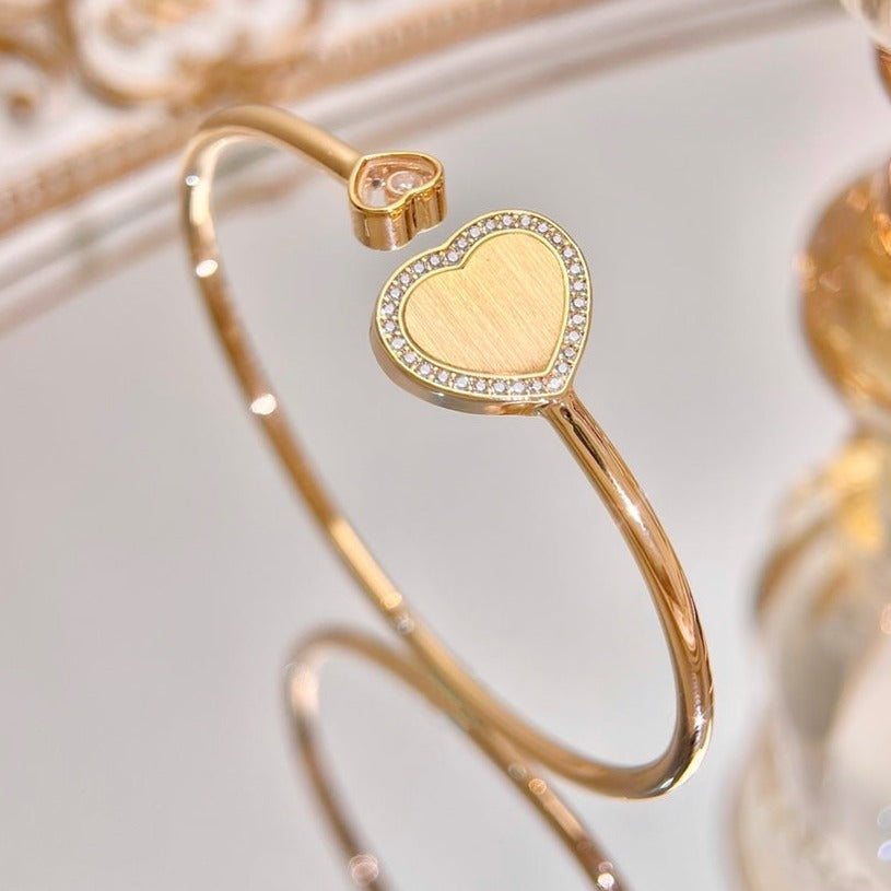 Happy Heart Bracelet Pink Gold Tiger Eye Diamond