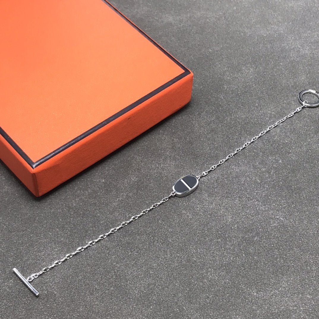 Chaine Verso Black Ceramic Silver Bracelet