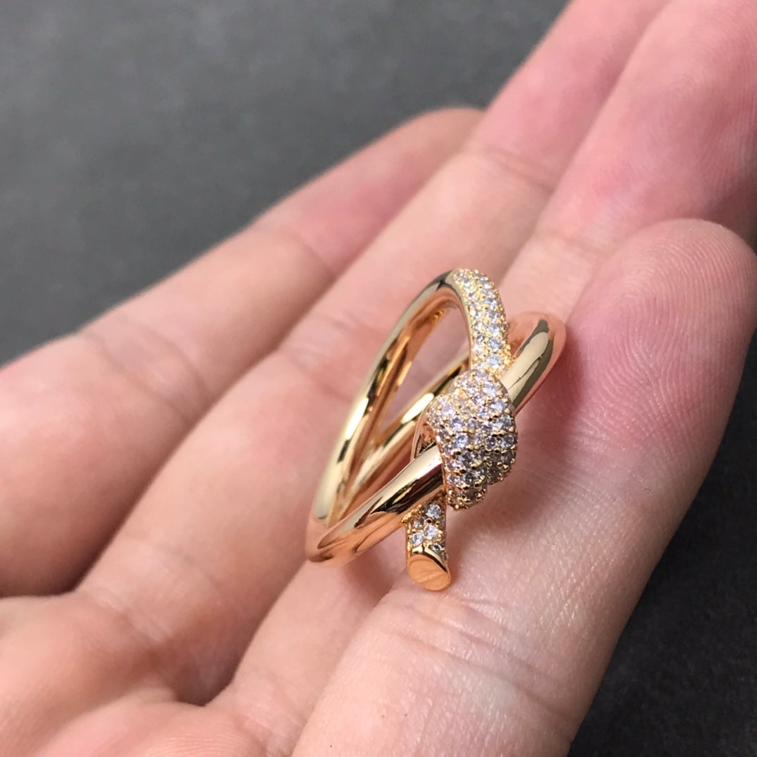 Knot Ring Double Row Diamond