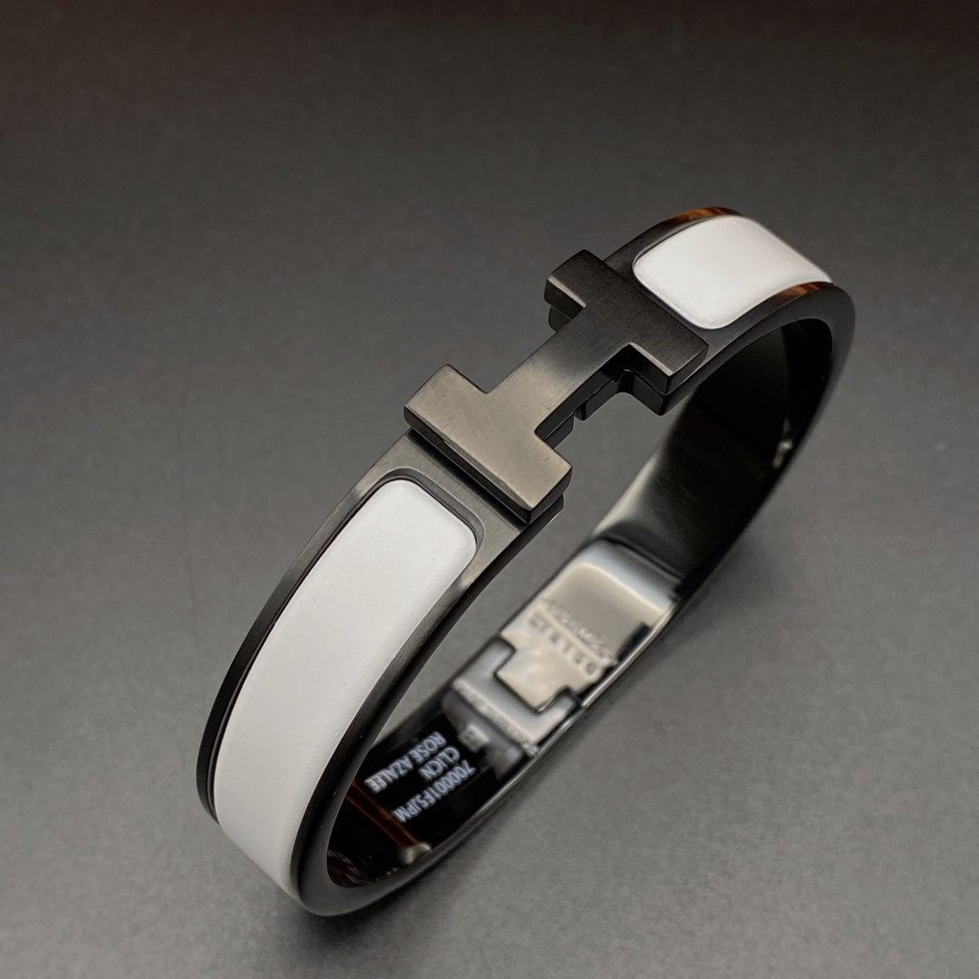 H Bracelet 12MM Black White Ceramic