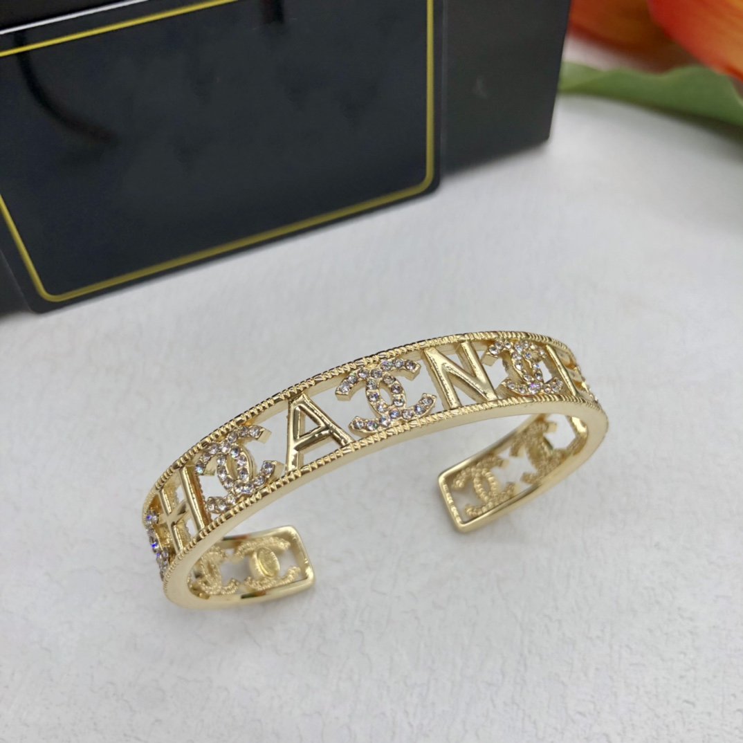 CC Logo Cuff Gold Bracelet