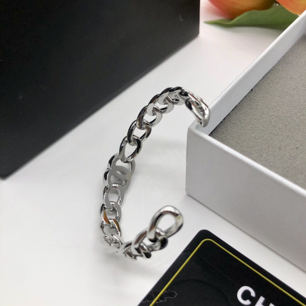 Double C Silver Cuff Bracelet
