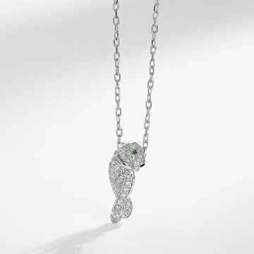 Panthere Pedant Silver Diamond Necklace
