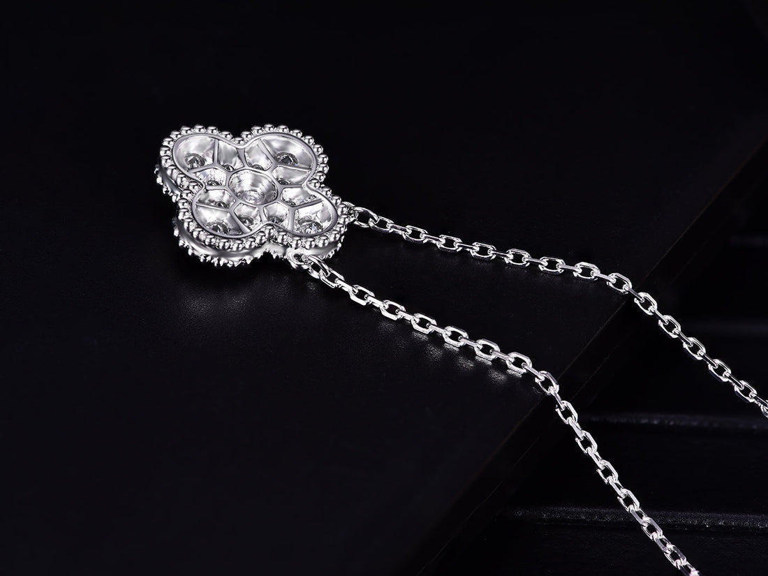 Clover Silver Diamond Necklace