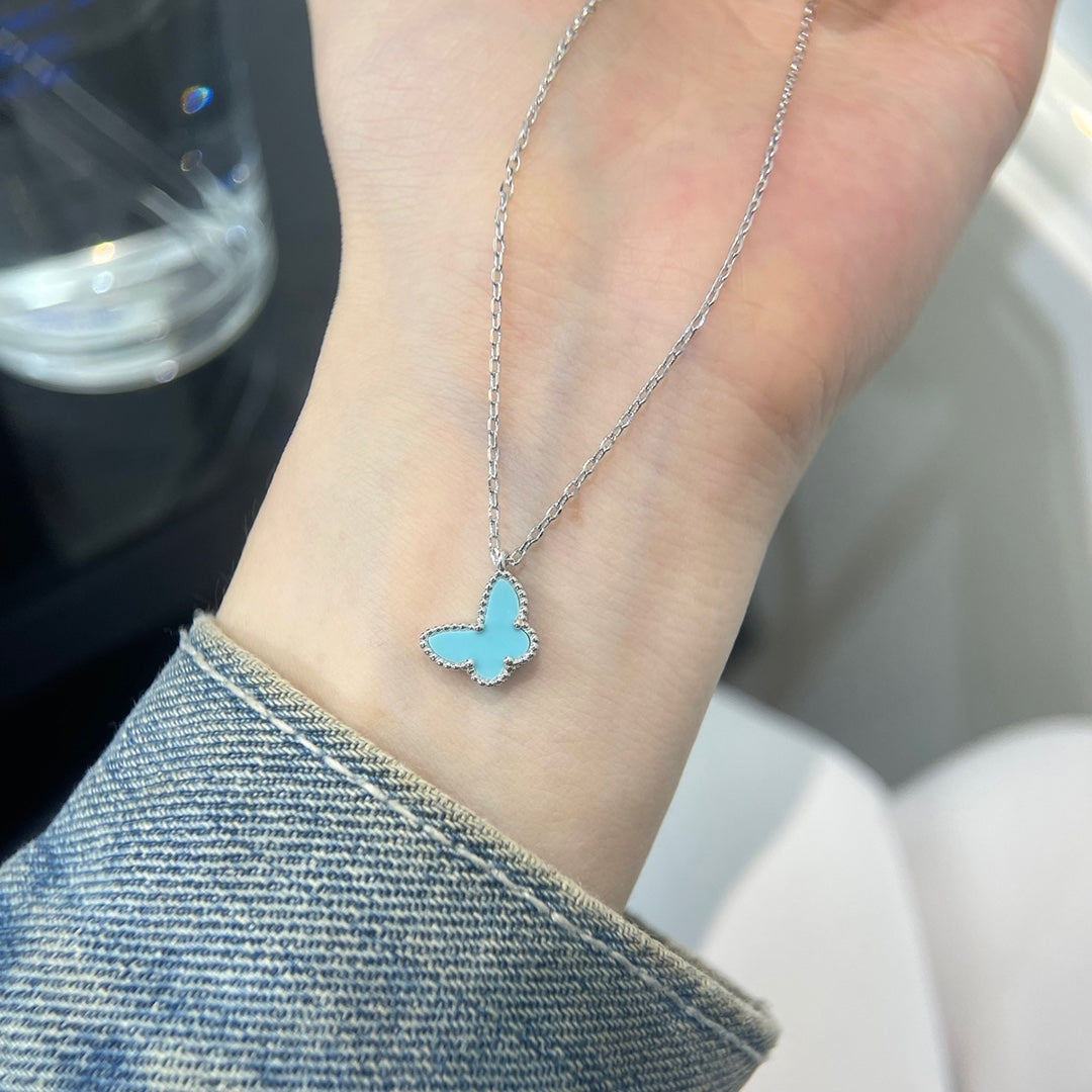 Butterfly Pedant Silver Turquoise Necklace