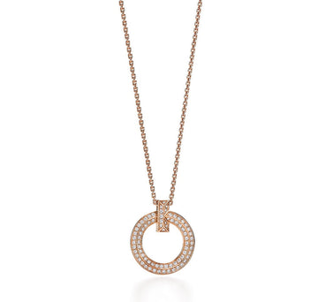 T Circle Pedant Diamond Necklace